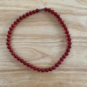 Vintage Red Beaded Choker.Necklace